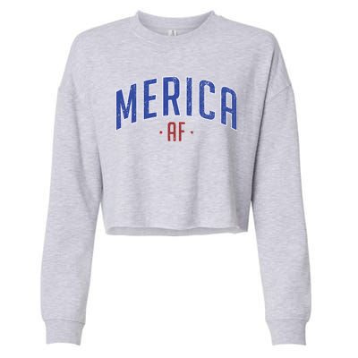 Merica AF Distressed USA Logo Cropped Pullover Crew