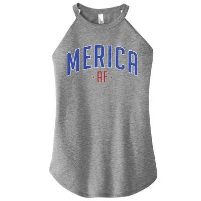 Merica AF Distressed USA Logo Women's Perfect Tri Rocker Tank