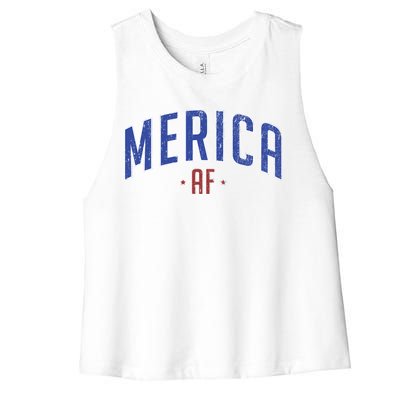 Merica AF Distressed USA Logo Women's Racerback Cropped Tank