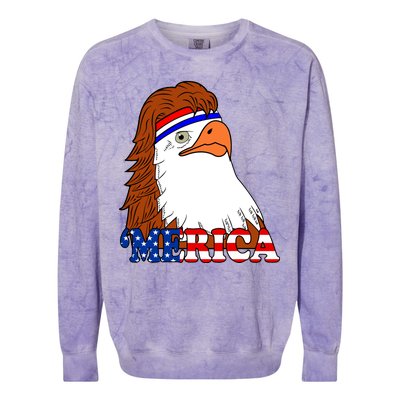 Merica Bald Eagle Retro USA Flag Colorblast Crewneck Sweatshirt