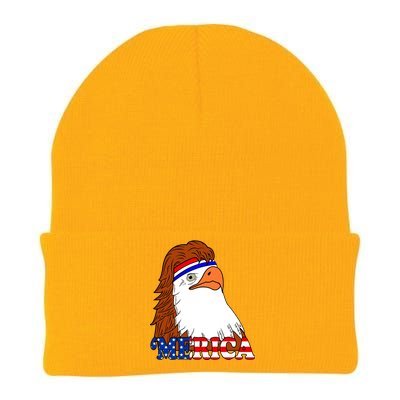 Merica Bald Eagle Retro USA Flag Knit Cap Winter Beanie