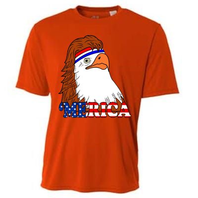 Merica Bald Eagle Retro USA Flag Cooling Performance Crew T-Shirt