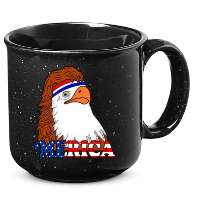 Merica Bald Eagle Retro USA Flag 15oz Campfire Ceramic Mug