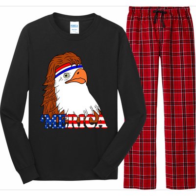 Merica Bald Eagle Retro USA Flag Long Sleeve Pajama Set