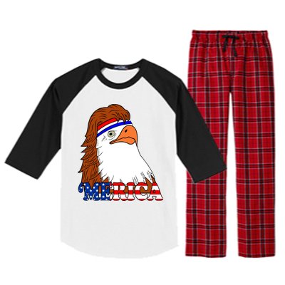 Merica Bald Eagle Retro USA Flag Raglan Sleeve Pajama Set