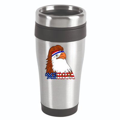 Merica Bald Eagle Retro USA Flag 16oz Travel Tumbler