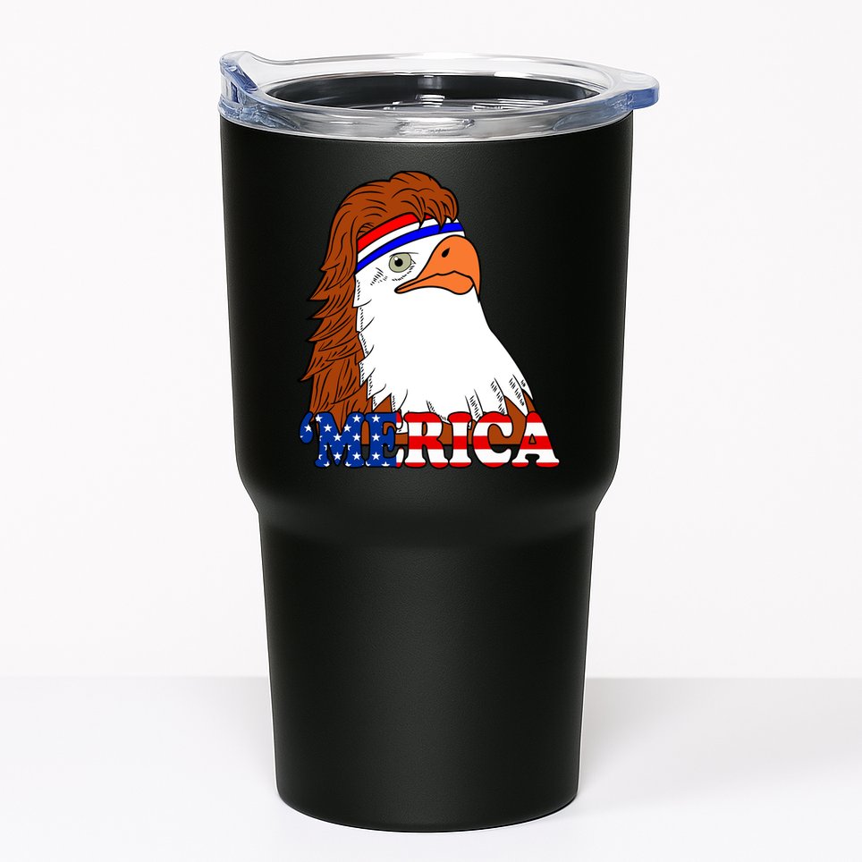 Merica Bald Eagle Retro USA Flag Tumbler