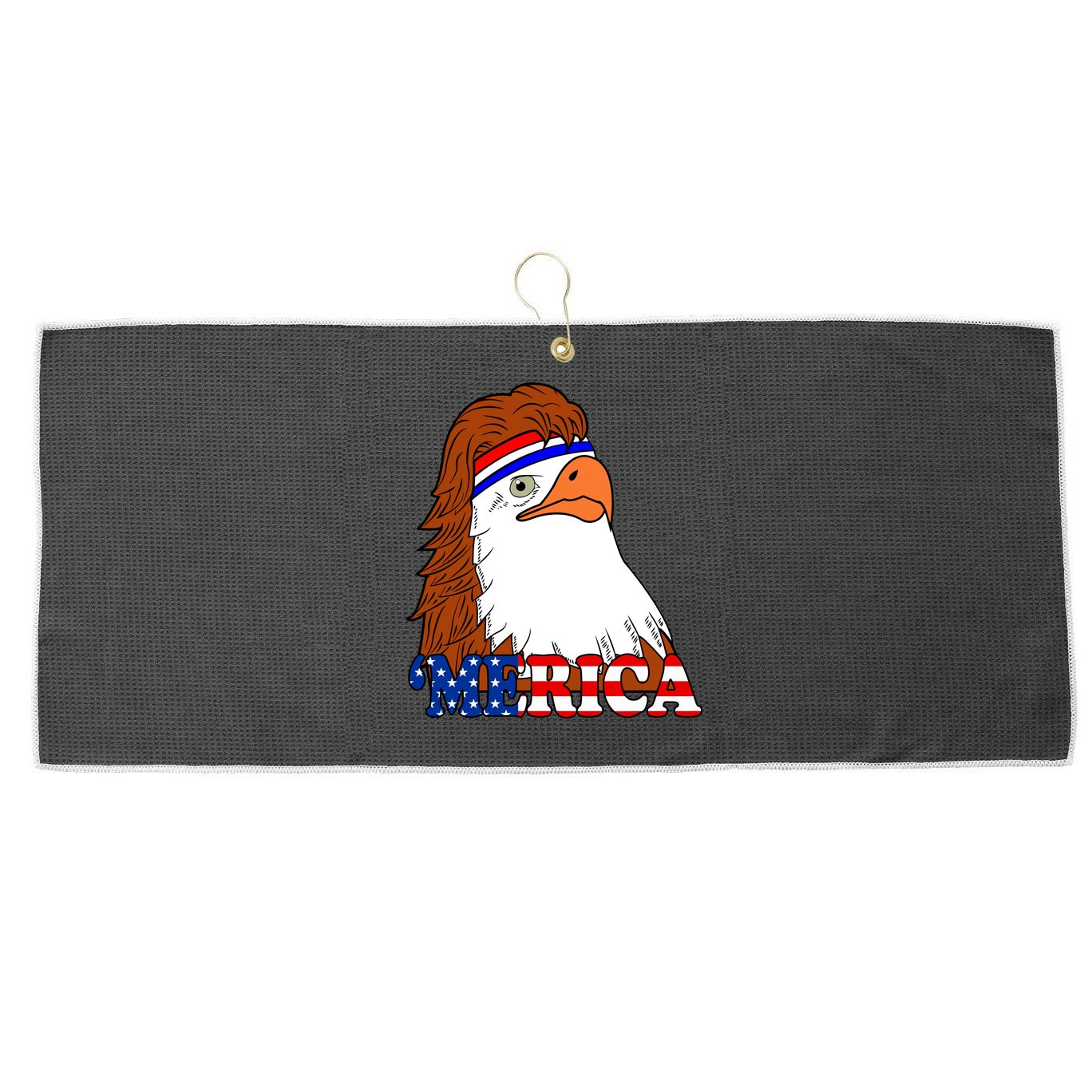 Merica Bald Eagle Retro USA Flag Large Microfiber Waffle Golf Towel
