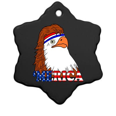 Merica Bald Eagle Retro USA Flag Ceramic Star Ornament