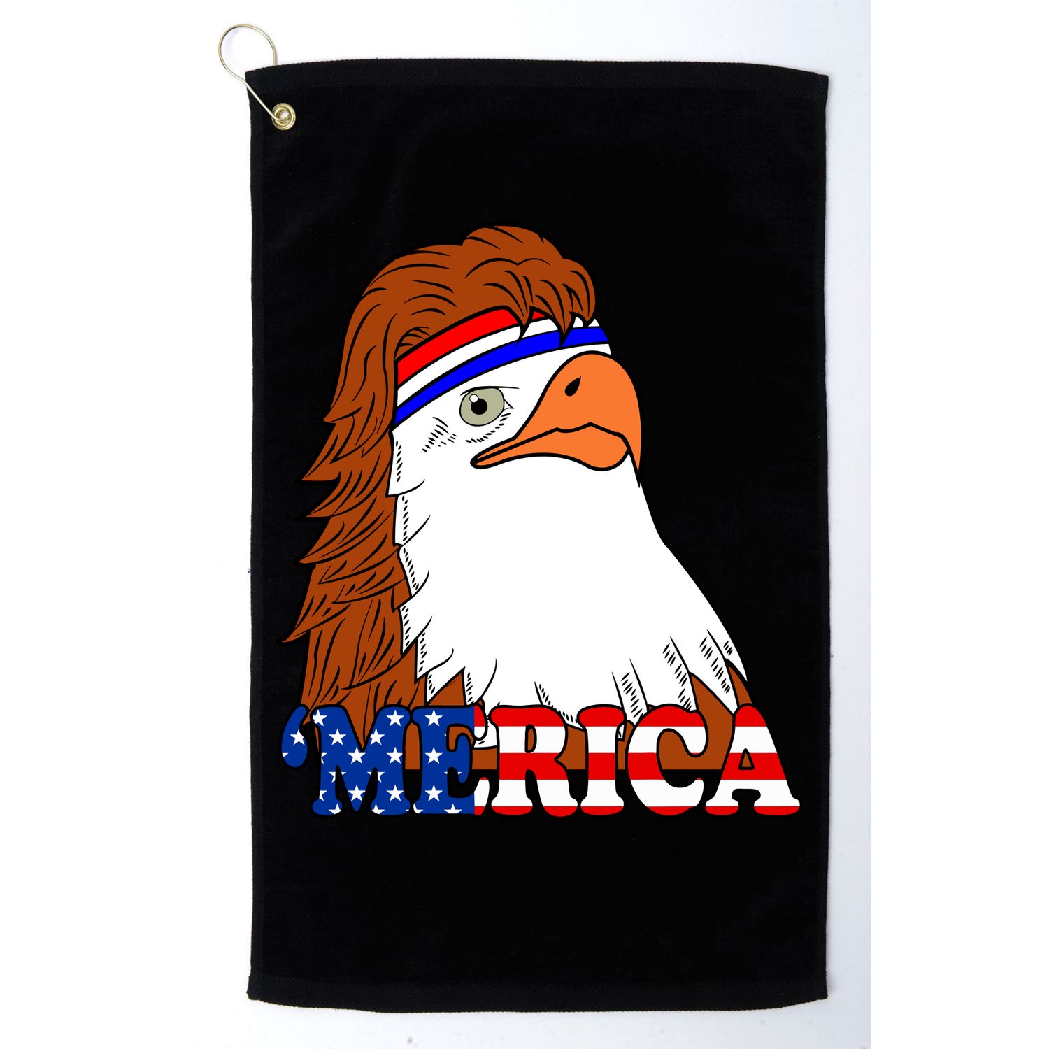 Merica Bald Eagle Retro USA Flag Golf Towel