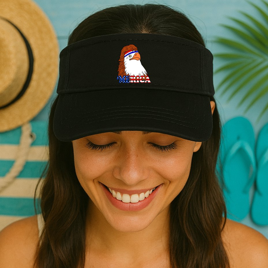 Merica Bald Eagle Retro USA Flag Visor