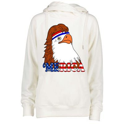 Merica Bald Eagle Retro USA Flag Womens Funnel Neck Pullover Hood