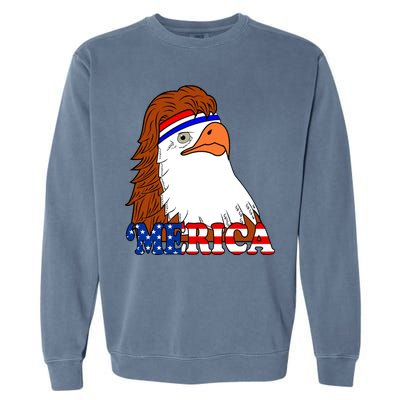 Merica Bald Eagle Retro USA Flag Garment-Dyed Sweatshirt