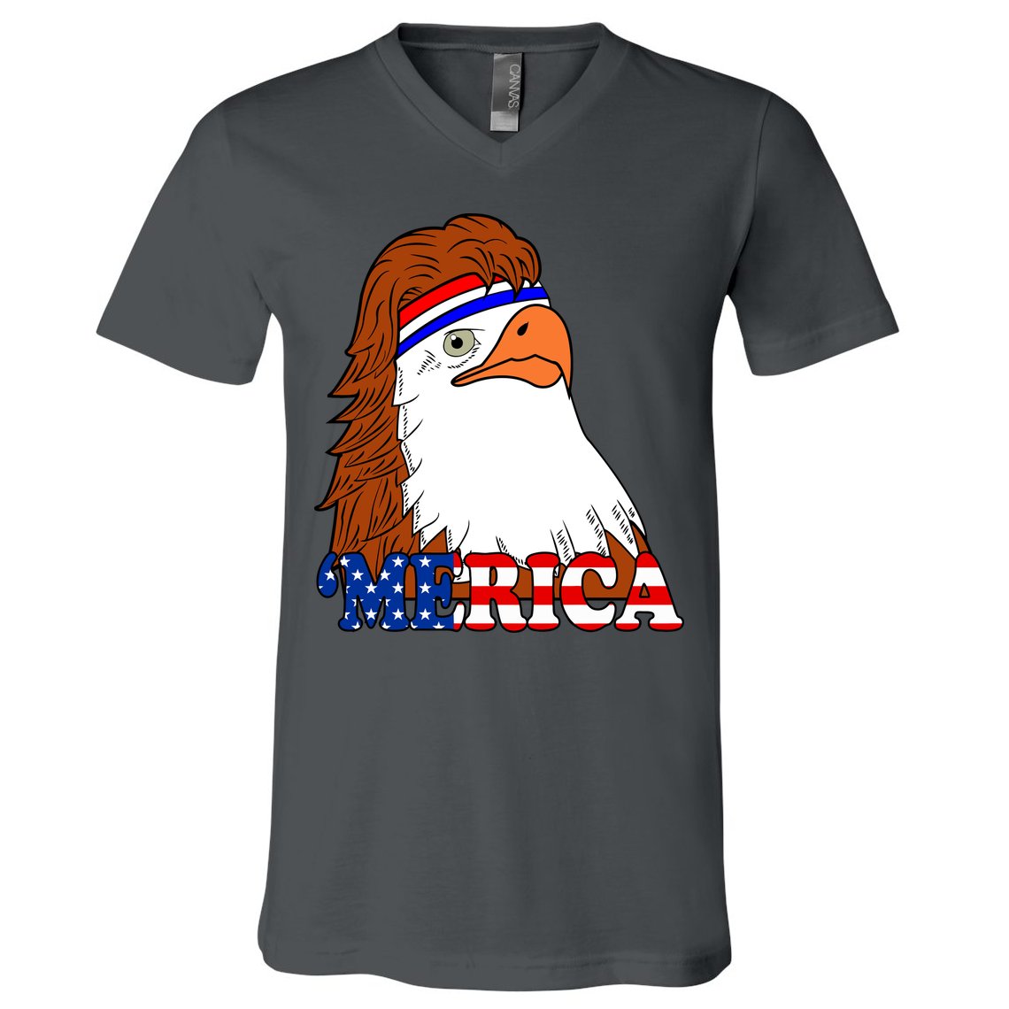 Merica Bald Eagle Retro USA Flag V-Neck T-Shirt
