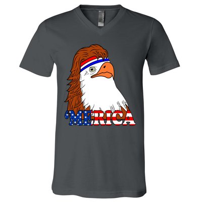 Merica Bald Eagle Retro USA Flag V-Neck T-Shirt