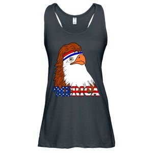 Merica Bald Eagle Retro USA Flag Ladies Essential Flowy Tank