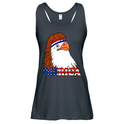 Merica Bald Eagle Retro USA Flag Ladies Essential Flowy Tank