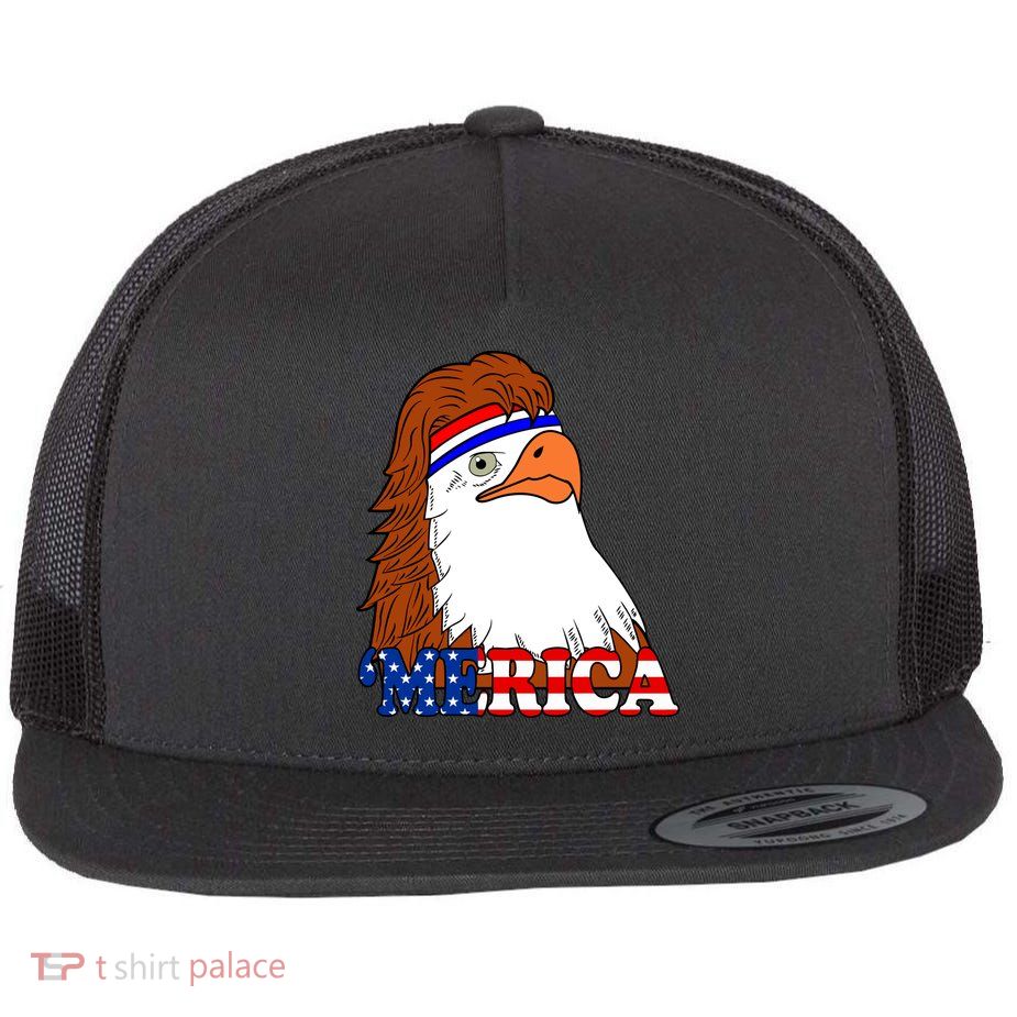 Merica Bald Eagle Retro USA Flag Flatbill Hat