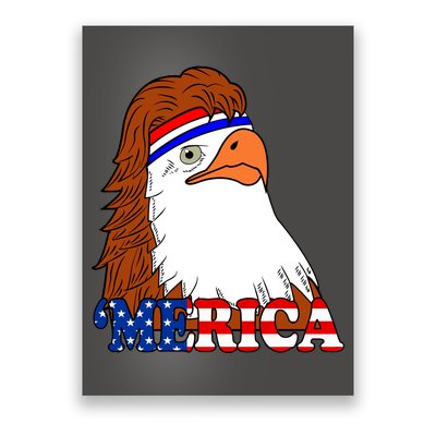 Merica Bald Eagle Retro USA Flag Poster