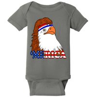Merica Bald Eagle Retro USA Flag Baby Bodysuit