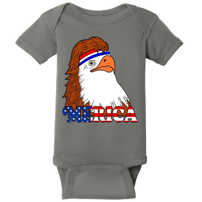 Merica Bald Eagle Retro USA Flag Baby Bodysuit