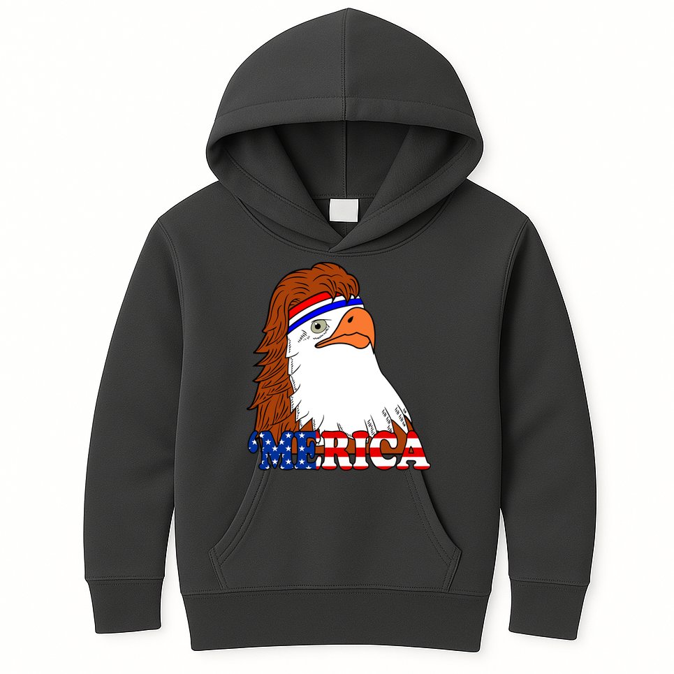 Merica Bald Eagle Retro USA Flag Kids Hoodie