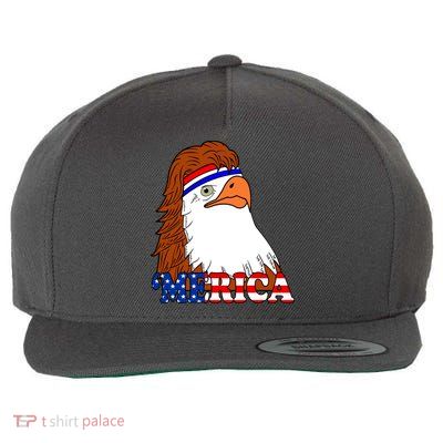 Merica Bald Eagle Retro USA Flag Wool Snapback Cap