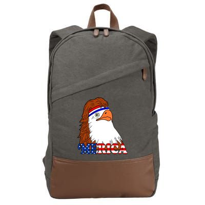 Merica Bald Eagle Retro USA Flag Cotton Canvas Backpack