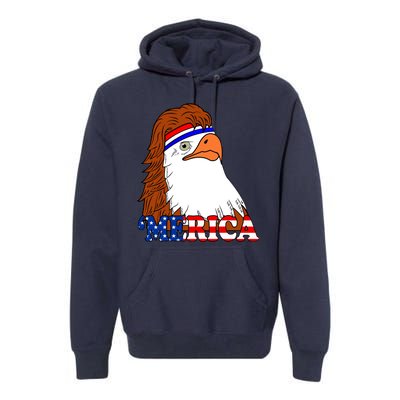 Merica Bald Eagle Retro USA Flag Premium Hoodie