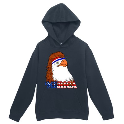 Merica Bald Eagle Retro USA Flag Urban Pullover Hoodie