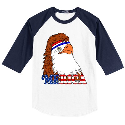 Merica Bald Eagle Retro USA Flag Baseball Sleeve Shirt