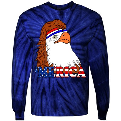 Merica Bald Eagle Retro USA Flag Tie-Dye Long Sleeve Shirt