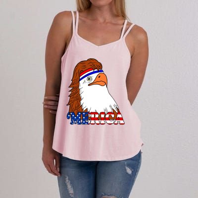 Merica Bald Eagle Retro USA Flag Women's Strappy Tank