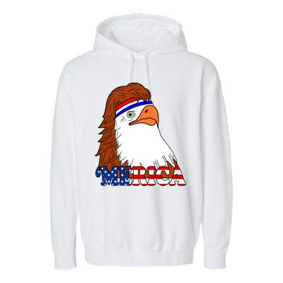 Merica Bald Eagle Retro USA Flag Garment-Dyed Fleece Hoodie