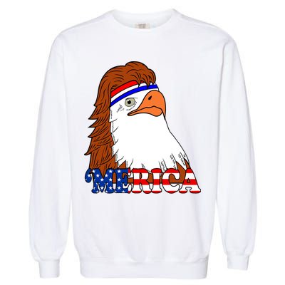 Merica Bald Eagle Retro USA Flag Garment-Dyed Sweatshirt