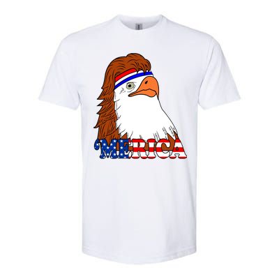 Merica Bald Eagle Retro USA Flag Softstyle CVC T-Shirt