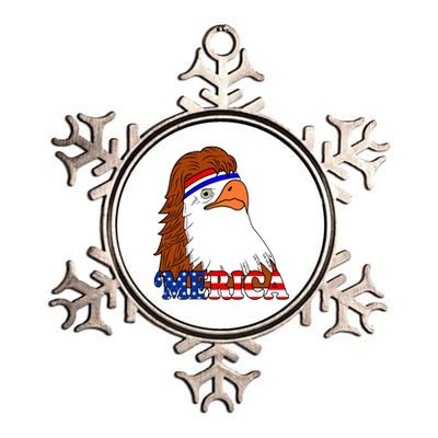 Merica Bald Eagle Retro USA Flag Metallic Star Ornament