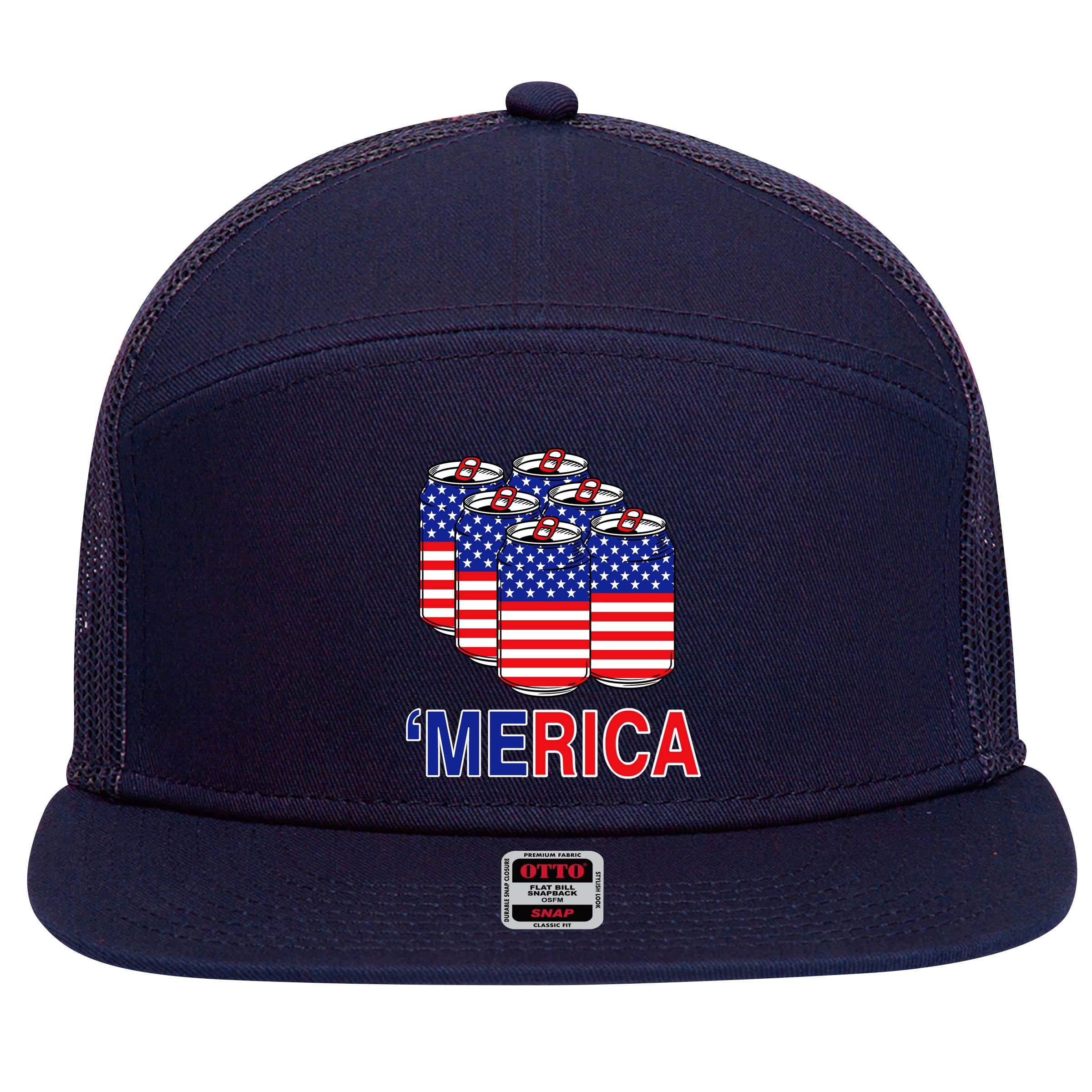 Merica Beer Pack 7 Panel Mesh Trucker Snapback Hat