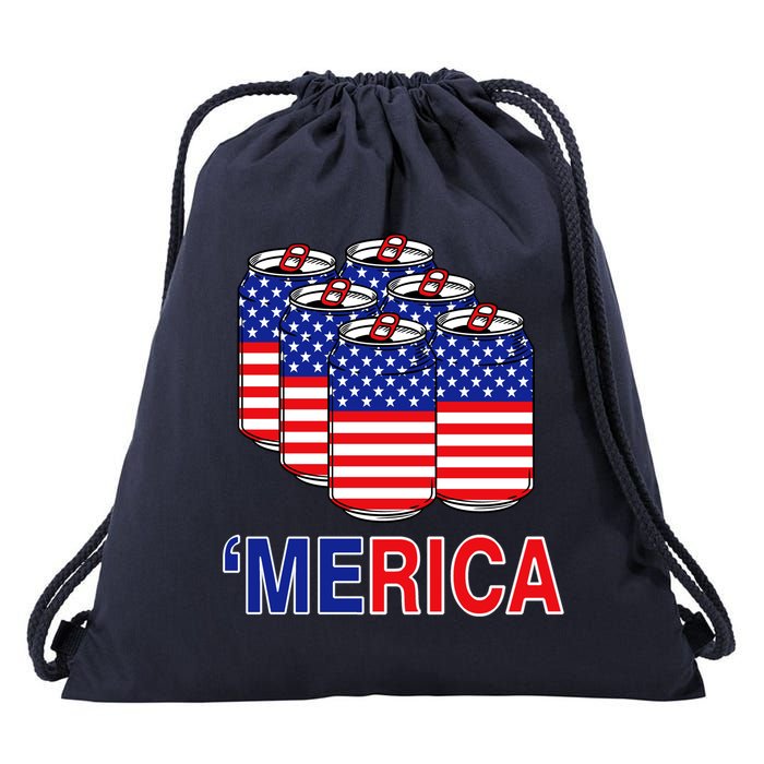 Merica Beer Pack Drawstring Bag