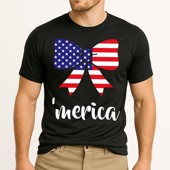 Merica Bow Tie USA Flag Cooling Performance Crew T-Shirt