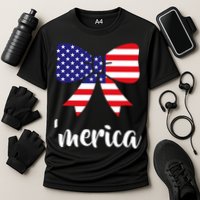 Merica Bow Tie USA Flag Cooling Performance Crew T-Shirt