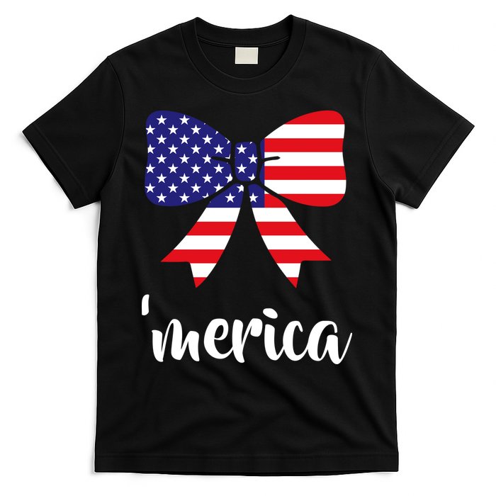 Merica Bow Tie USA Flag T-Shirt
