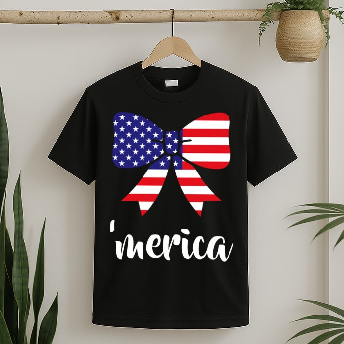 Merica Bow Tie USA Flag T-Shirt