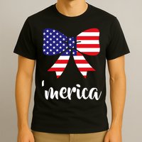 Merica Bow Tie USA Flag T-Shirt