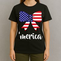 Merica Bow Tie USA Flag T-Shirt