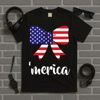 Merica Bow Tie USA Flag T-Shirt