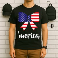 Merica Bow Tie USA Flag T-Shirt