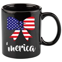 Merica Bow Tie USA Flag 11oz C Handle Ceramic Mug