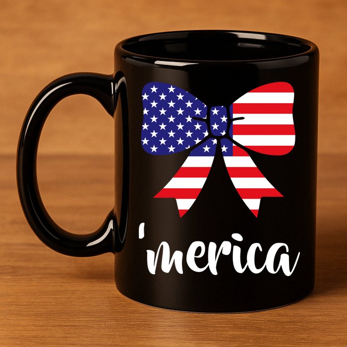 Merica Bow Tie USA Flag 11oz C Handle Ceramic Mug