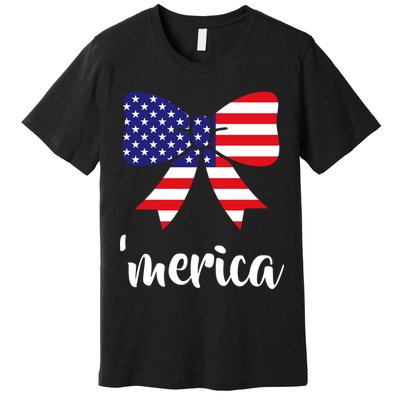 Merica Bow Tie USA Flag Premium T-Shirt
